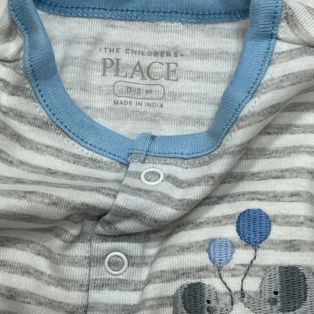 Children's Place 0-3M Baby Blue Elephant 4pc Outfit Set Hat Pants Bodysuit India